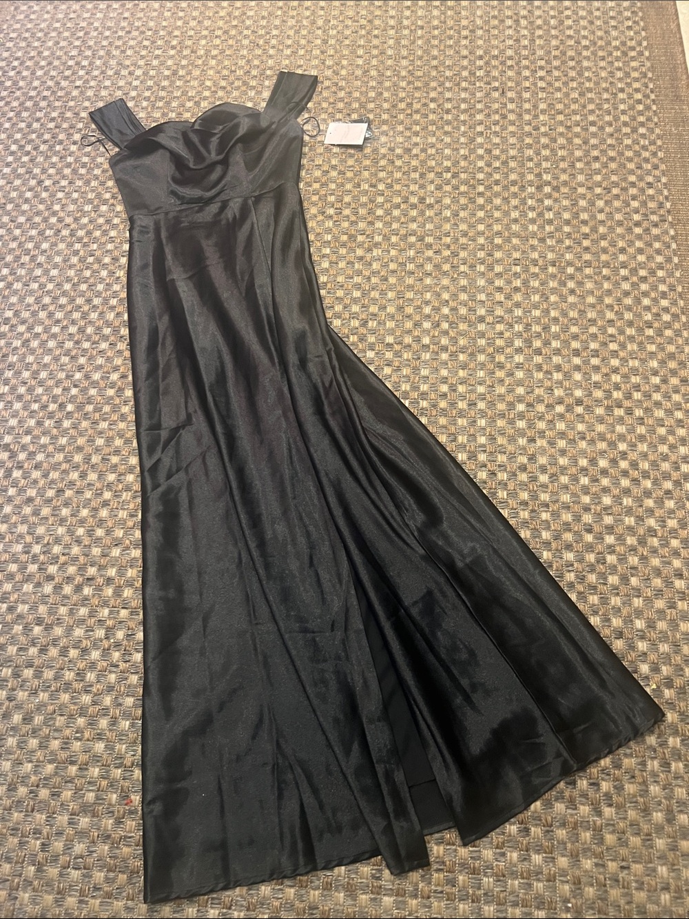 Elegant Black Satin Evening Gown - Birdie Grey